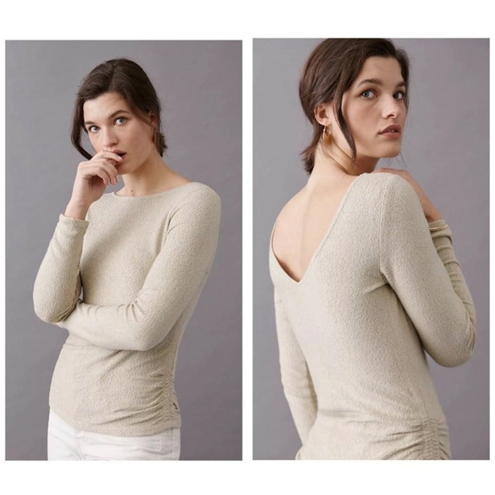 Anthropologie Saturday Sunday Rhea Boat Neck Top - Moss Light Green XS